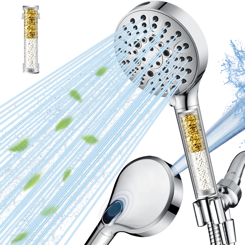 Filtered Shower Head with Handheld, High Pressure 9-Spray Showerhead with Hose and Bracket (Copy)