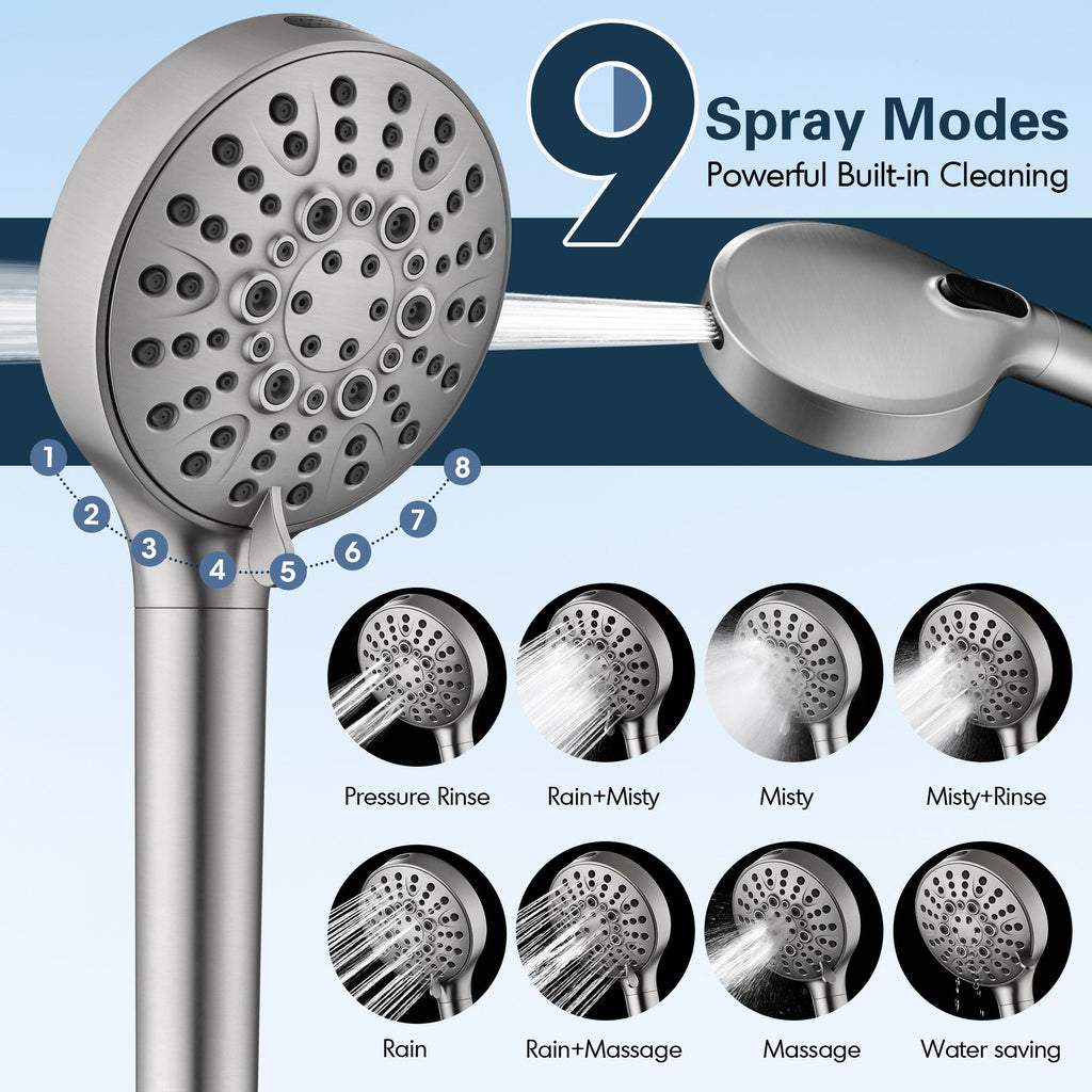 Filtered Shower Head with Handheld, High Pressure 9-Spray Showerhead with Hose and Bracket (Copy)