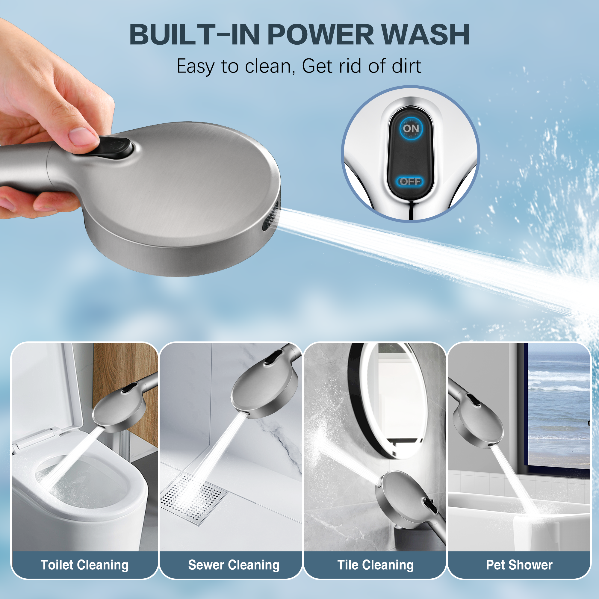 Filtered Shower Head with Handheld, High Pressure 9-Spray Showerhead with Hose and Bracket (Copy)