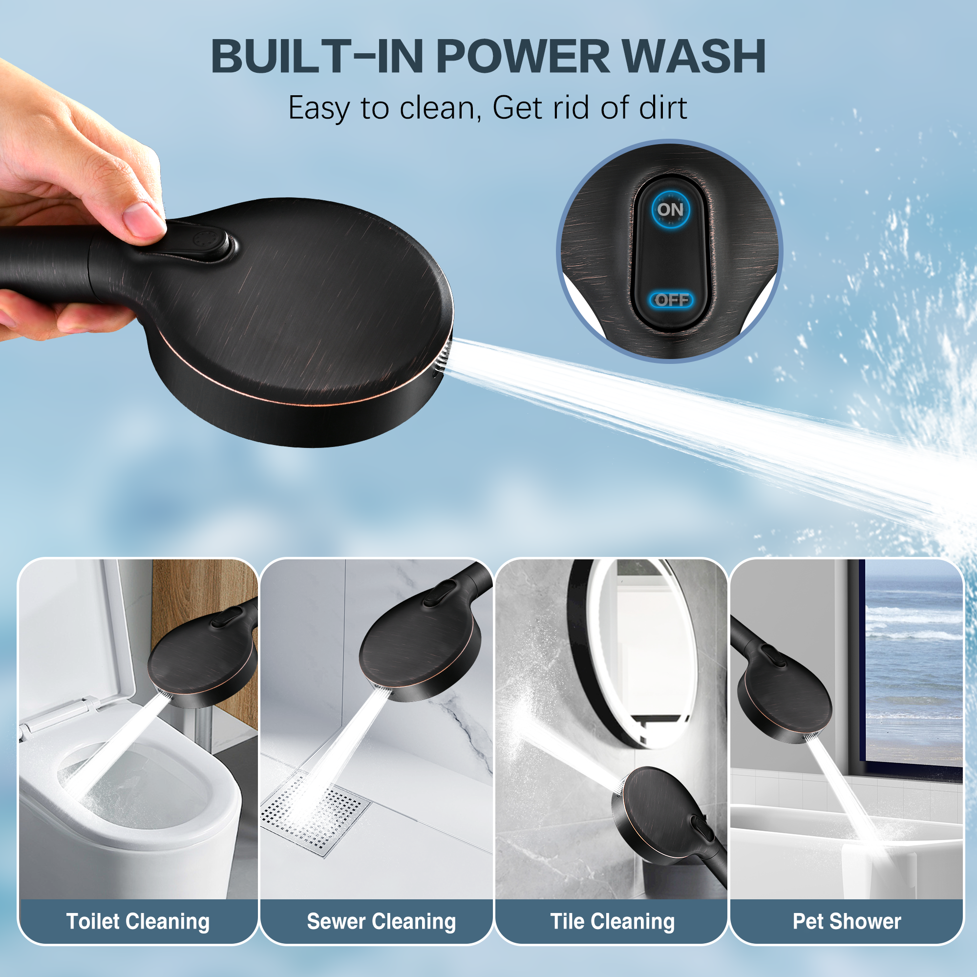 Filtered Shower Head with Handheld, High Pressure 9-Spray Showerhead with Hose and Bracket (Copy)