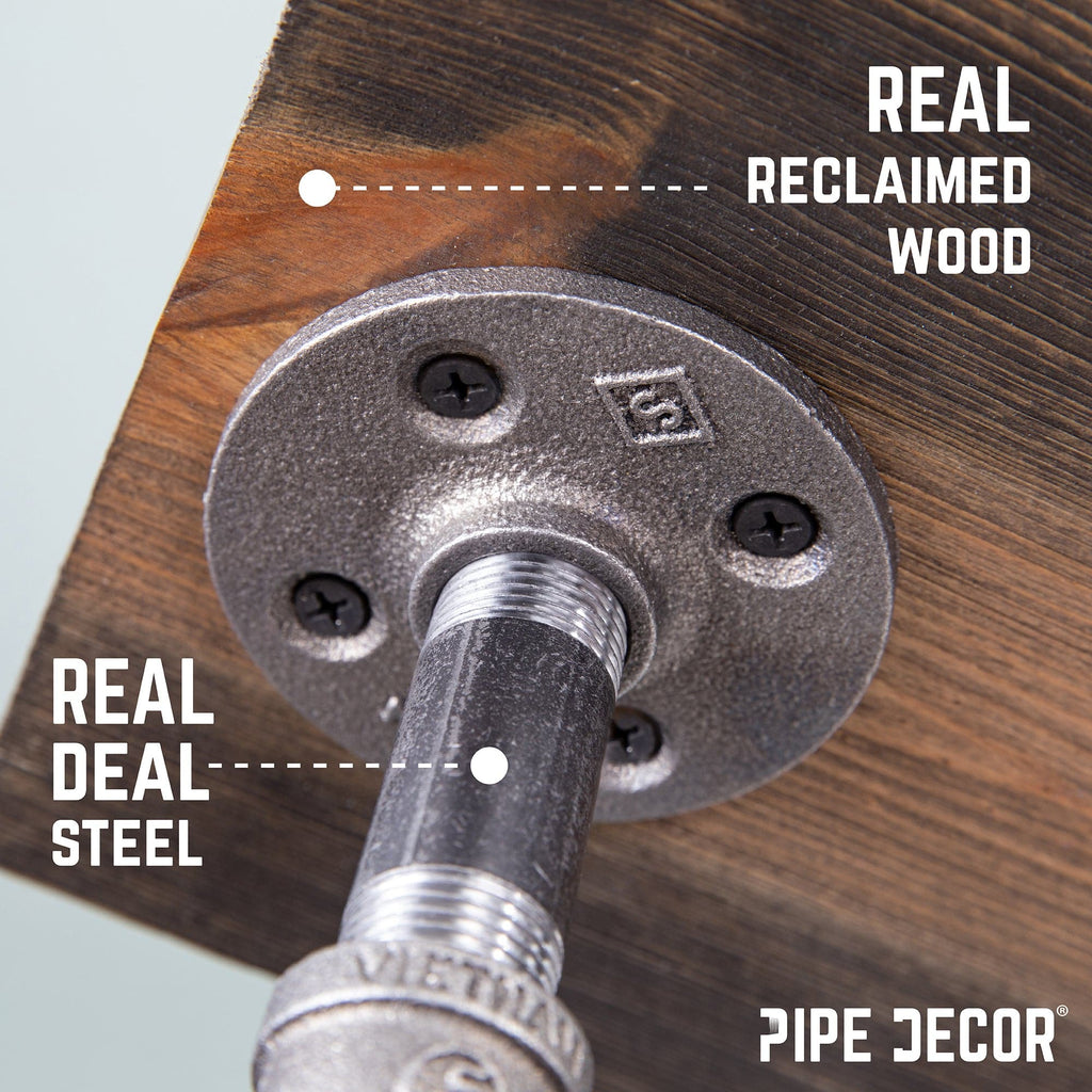 Rustic Industrial Wall-Mounted Toilet Paper Holder with Wood Shelf - 6 inch